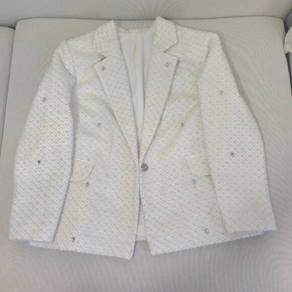 Morphine Fashion White Hypnotized Pearl Crystal Jacket Blazer Sz XL - Picture 2 of 11